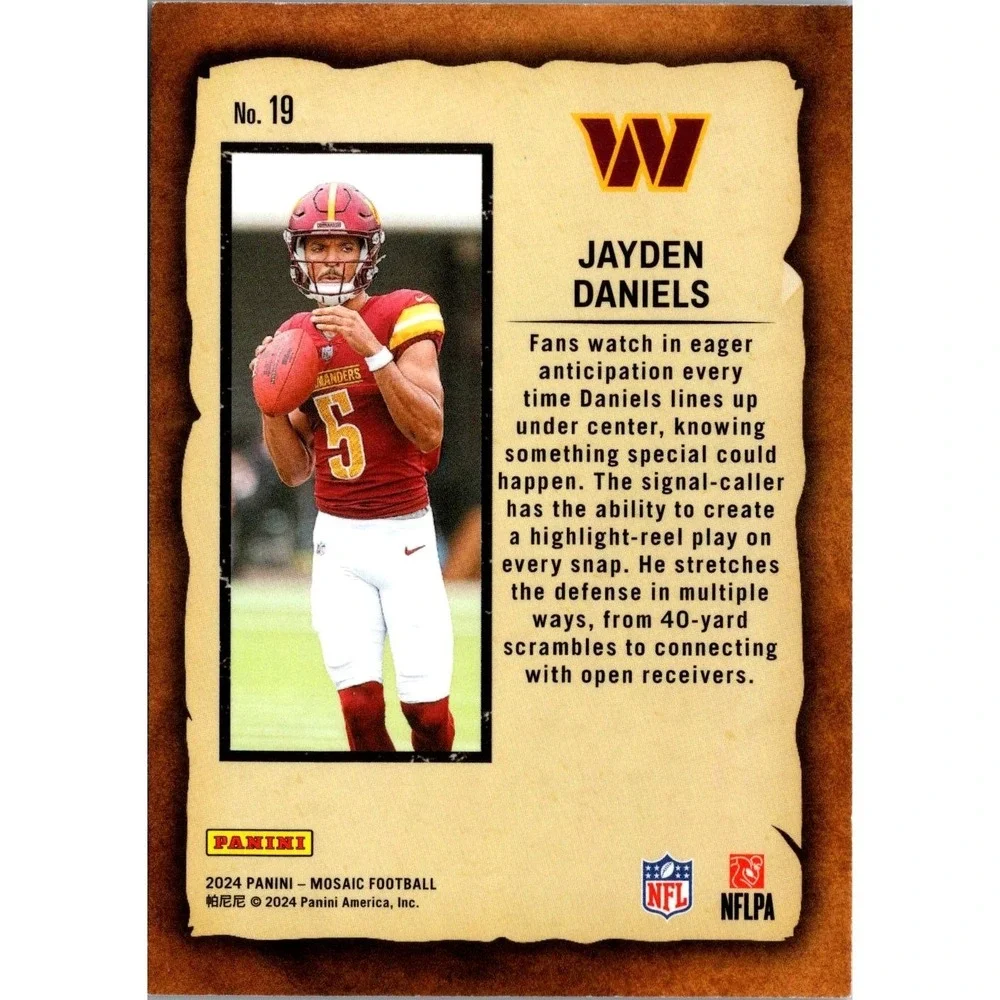 2024‎ Panini Mosaic #19 Jayden Daniels Notoriety